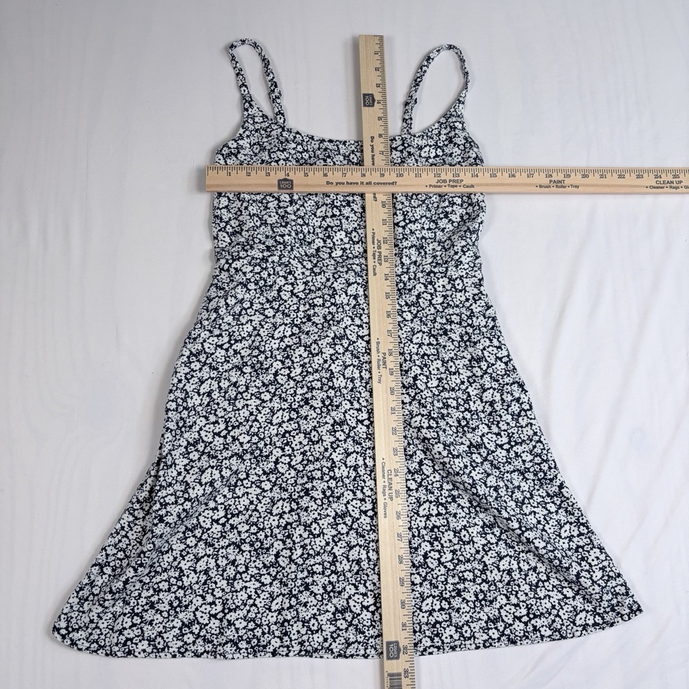 Old Navy Women Linen Sun Dress Sz M Blue MicroFloral Ditsy Smocked Cottage Twee - Picture 5 of 7